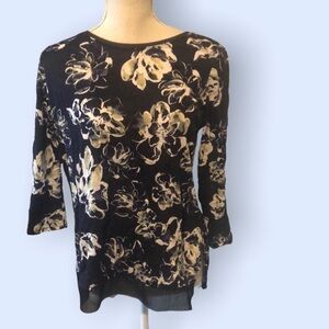 Simply Vera by Vera Wang. Black top with white florals, size small
